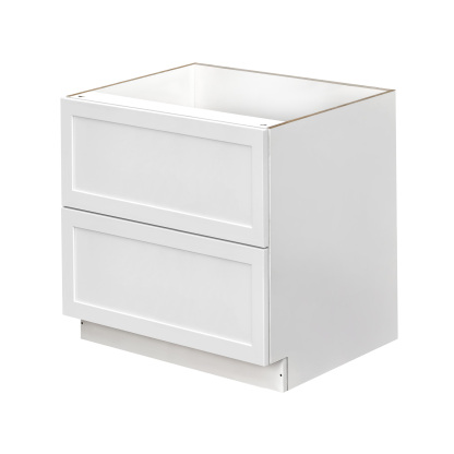White Shaker - 39"W Drawer Base Cabinet 2-Drawers