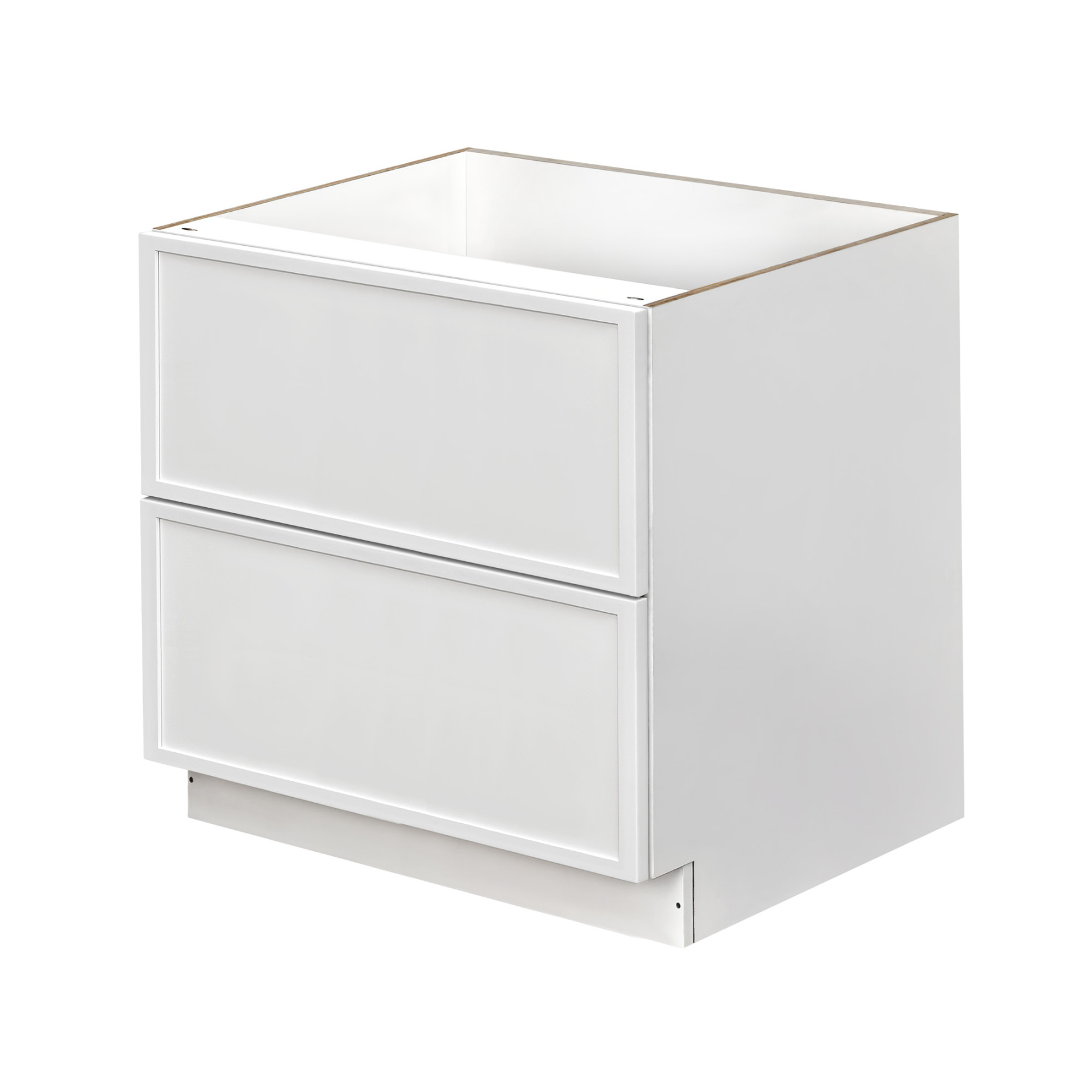 Slim White Shaker - 39"W Drawer Base Cabinet 2-Drawers