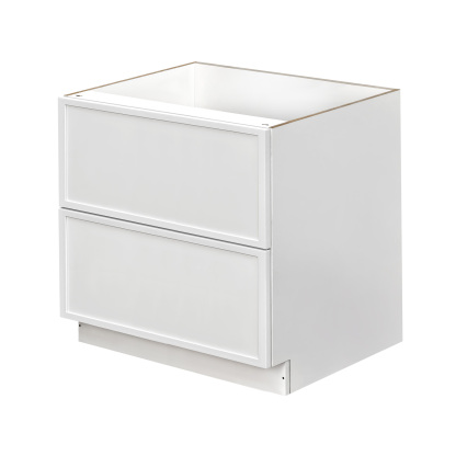 Slim White Shaker - 39"W Drawer Base Cabinet 2-Drawers