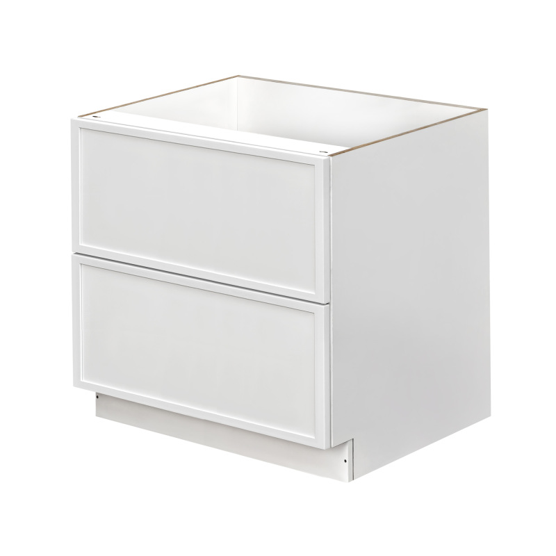 Slim White Shaker - 39"W Drawer Base Cabinet 2-Drawers