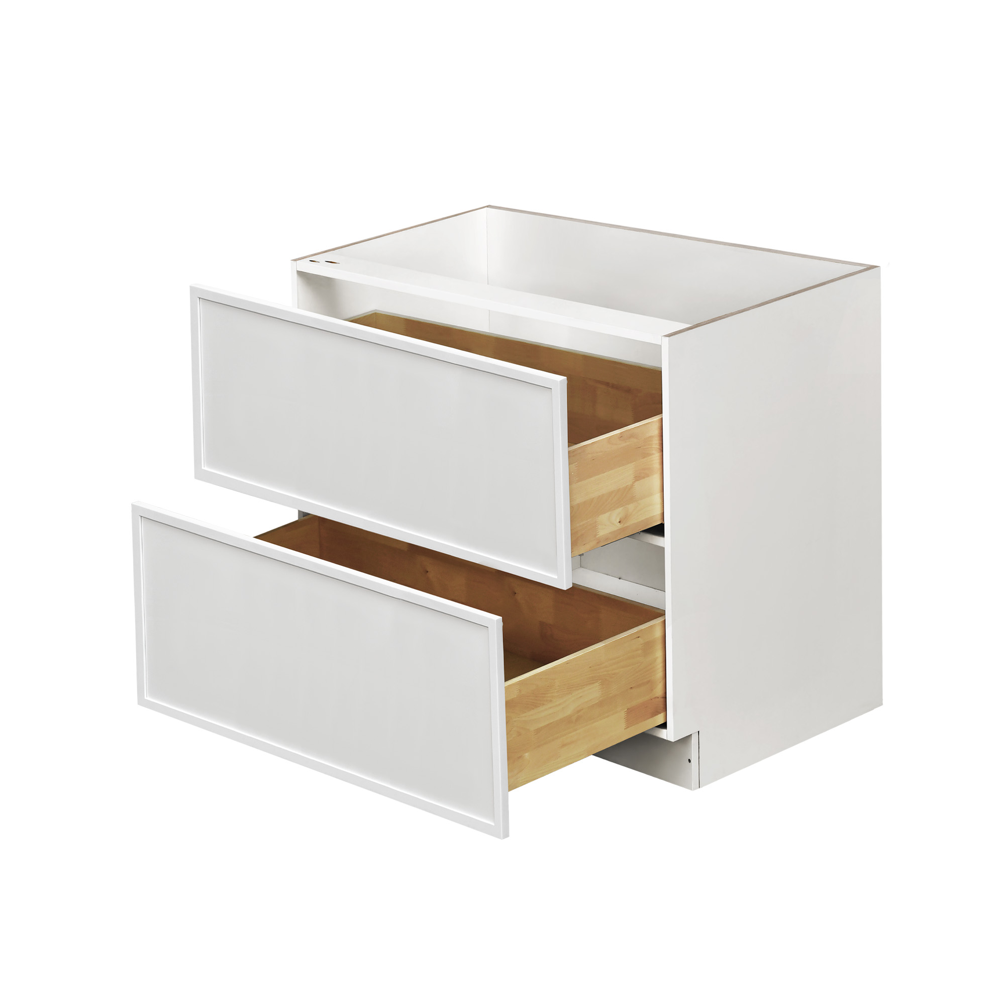 Slim White Shaker - 39"W Drawer Base Cabinet 2-Drawers
