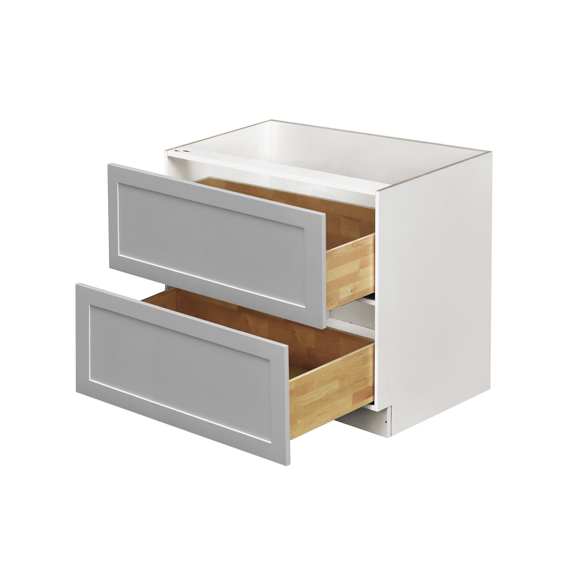 White Box Gray Shaker - 42"W Drawer Base Cabinet 2-Drawers