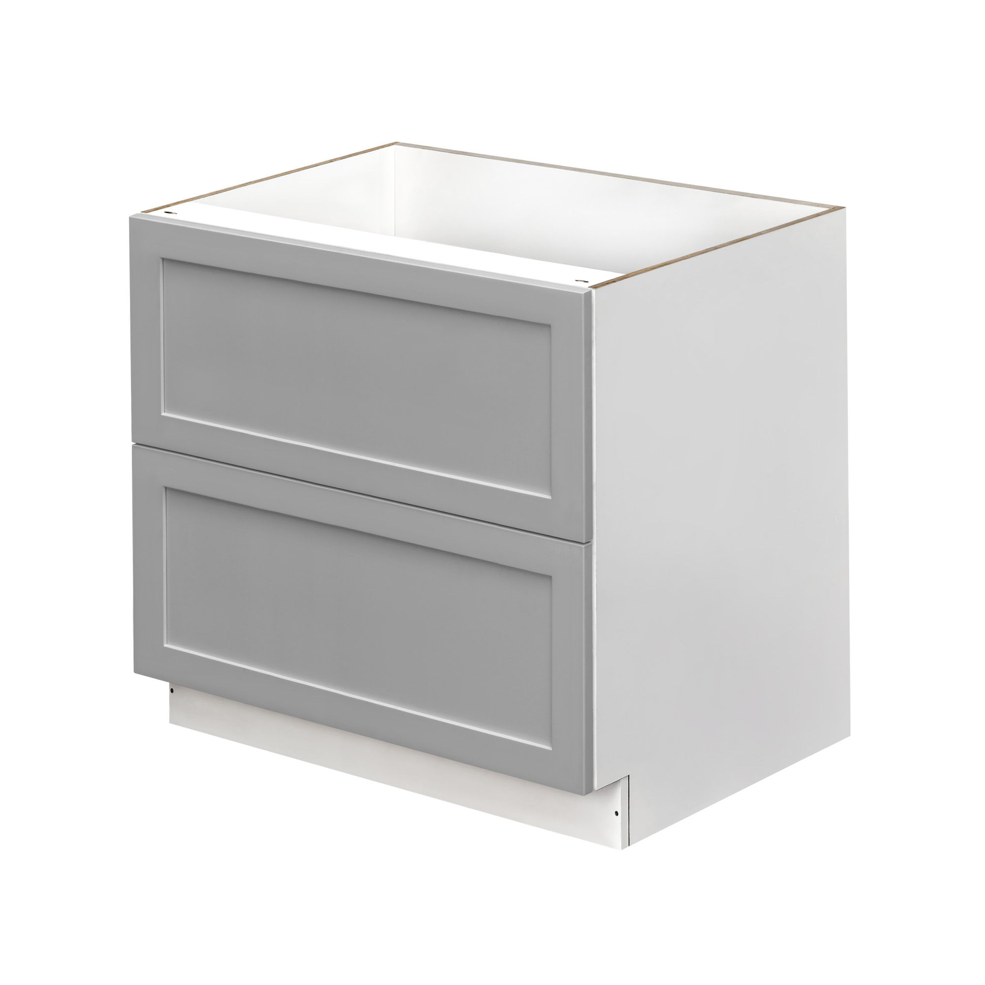 White Box Gray Shaker - 42"W Drawer Base Cabinet 2-Drawers