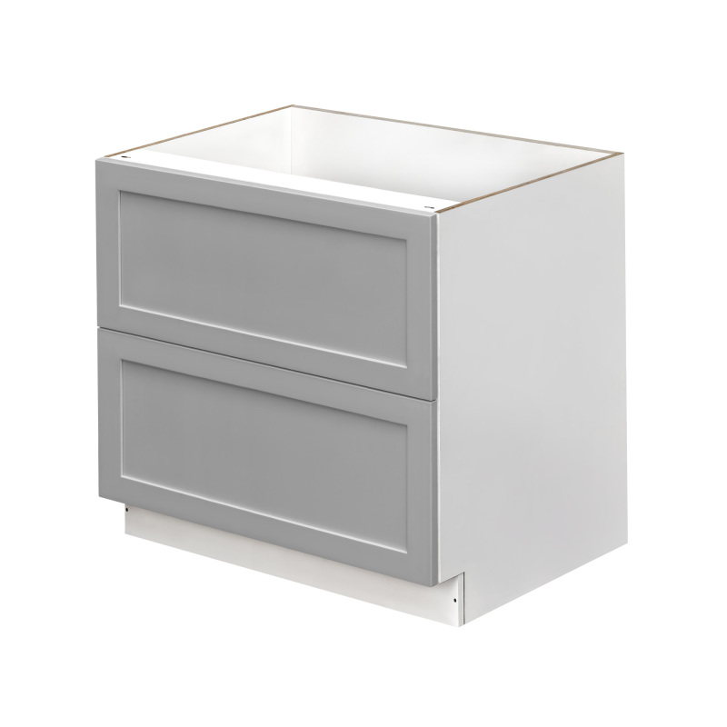 White Box Gray Shaker - 42"W Drawer Base Cabinet 2-Drawers