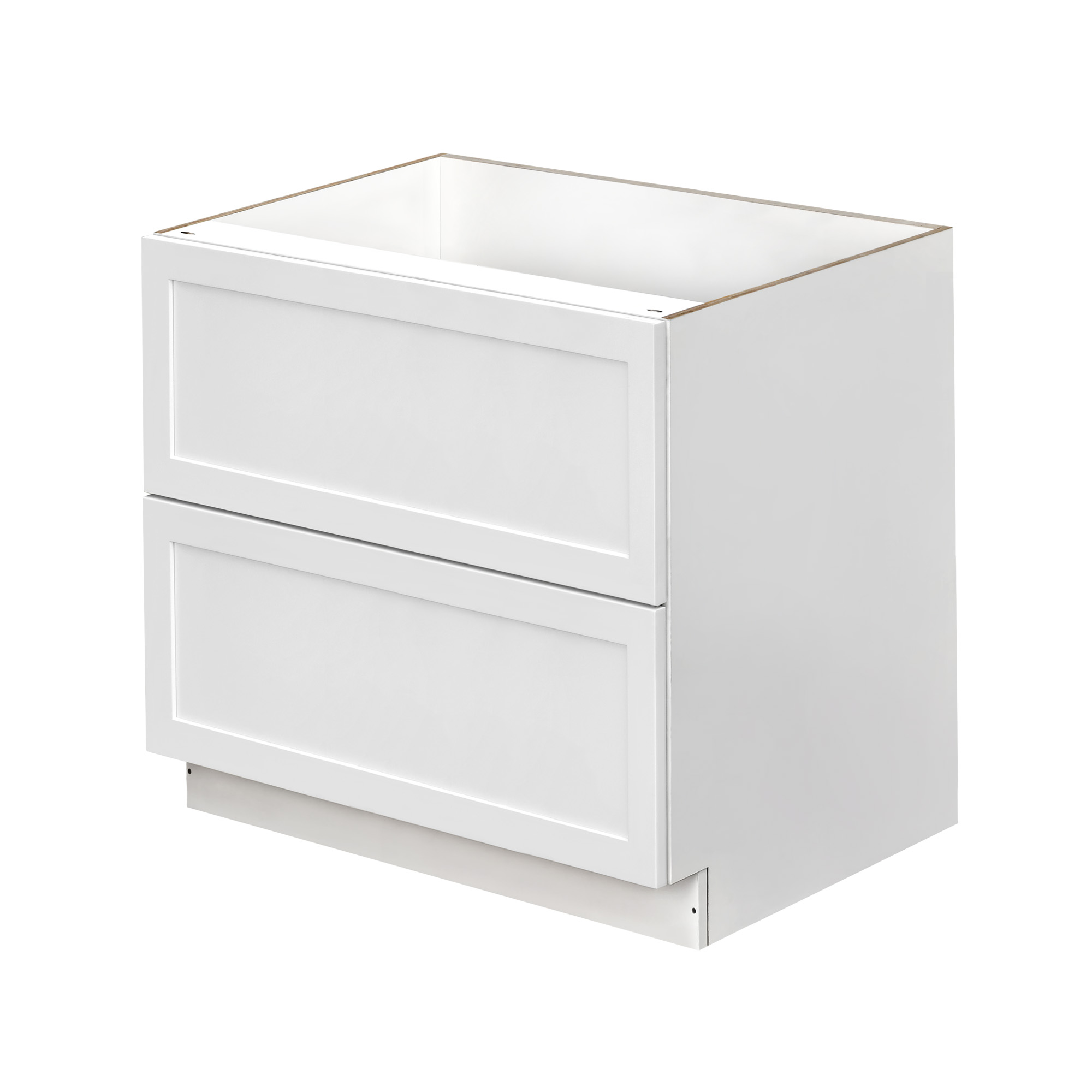 White Shaker - 42"W Drawer Base Cabinet 2-Drawers