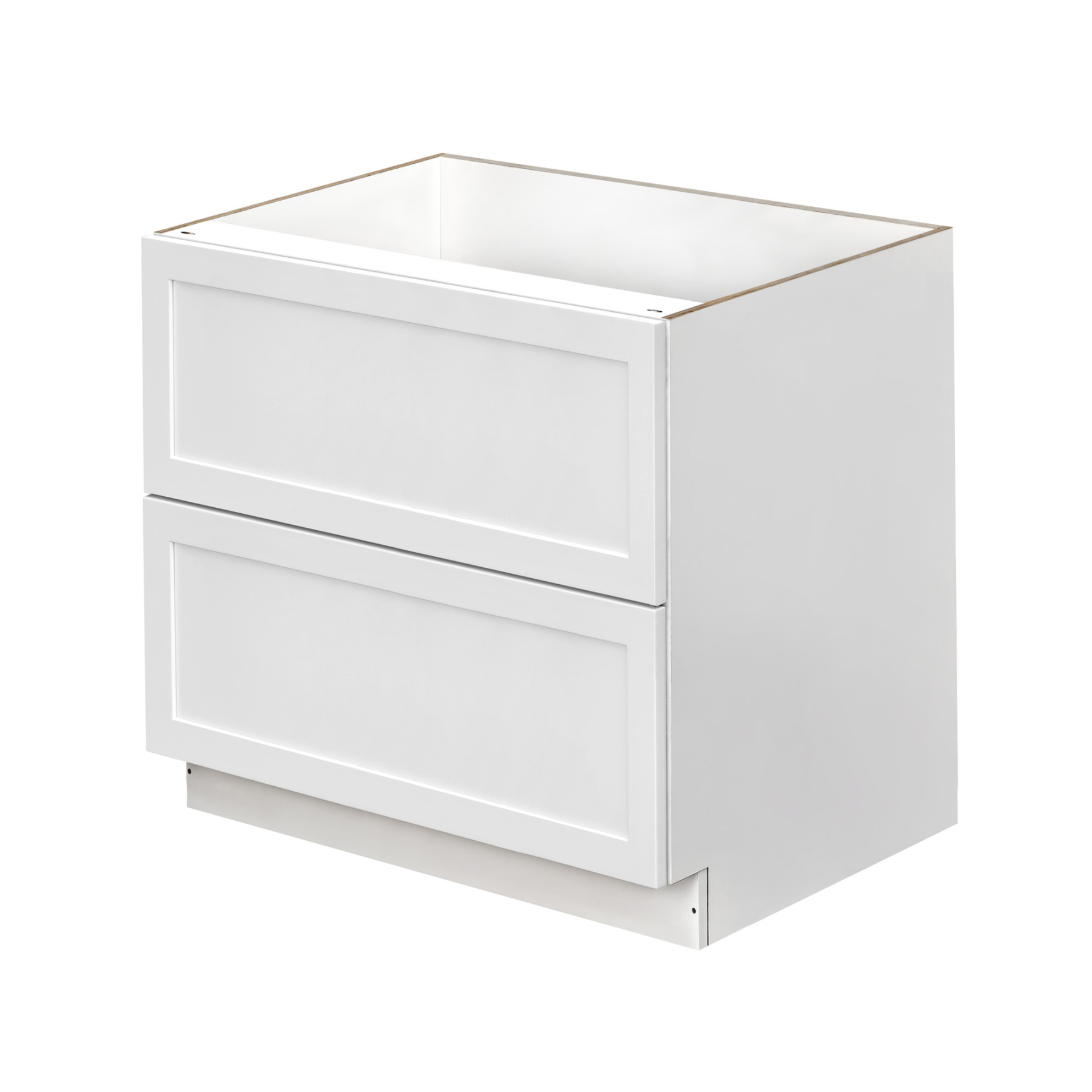 White Shaker - 42"W Drawer Base Cabinet 2-Drawers