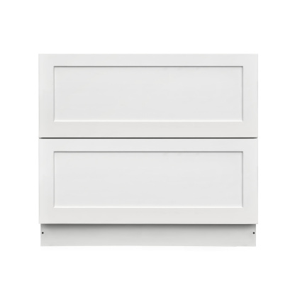 White Shaker - 42"W Drawer Base Cabinet 2-Drawers