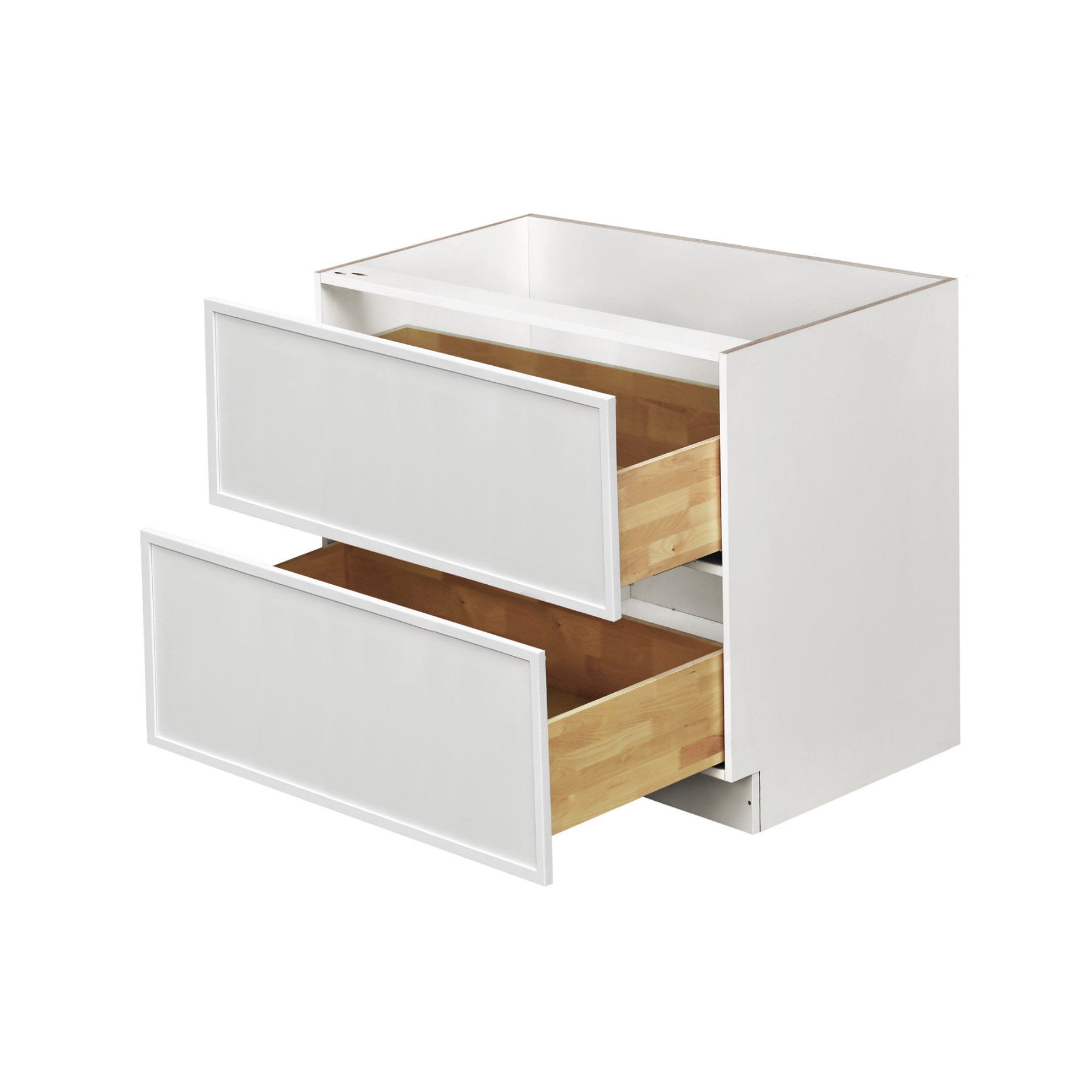 Slim White Shaker - 42"W Drawer Base Cabinet 2-Drawers