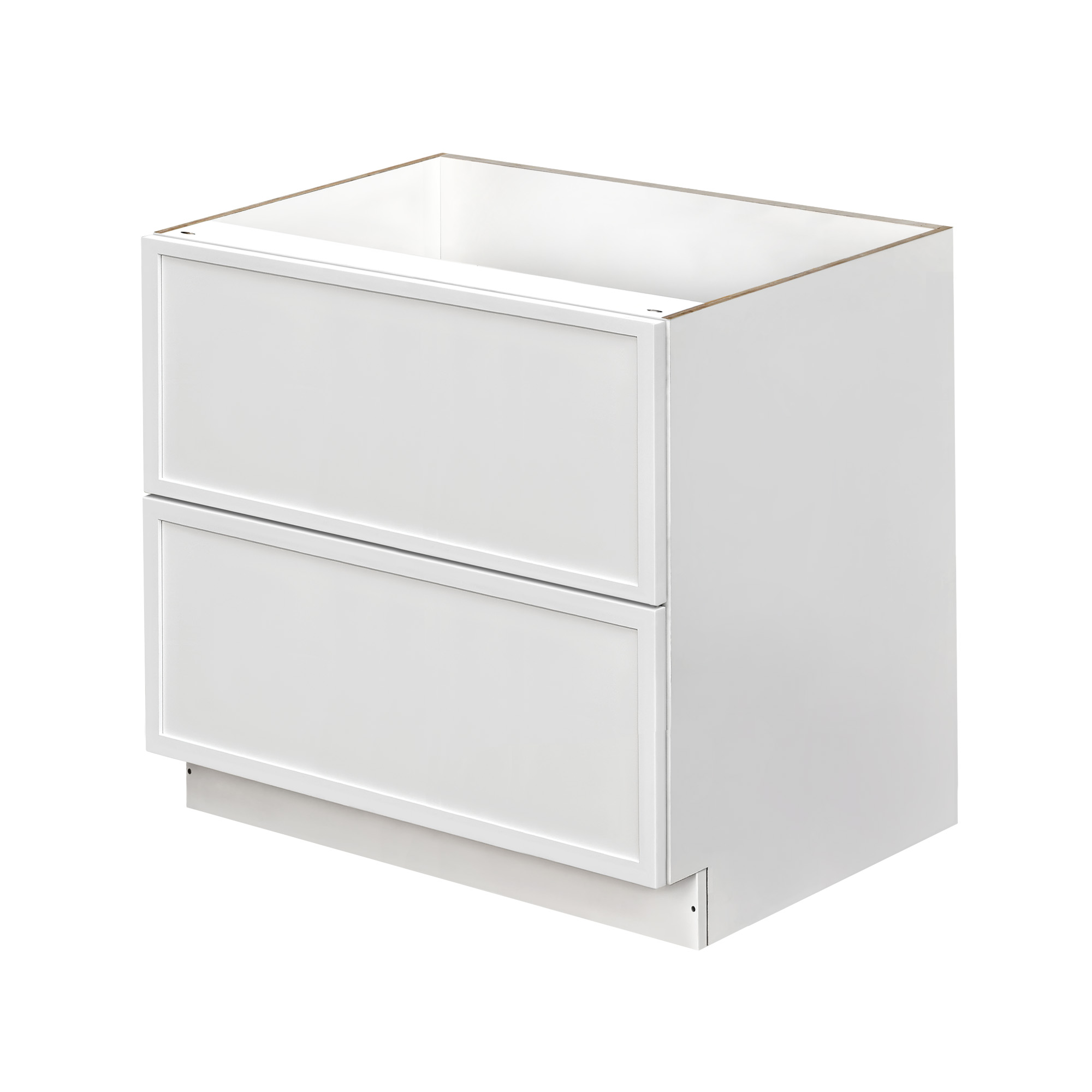 Slim White Shaker - 42"W Drawer Base Cabinet 2-Drawers