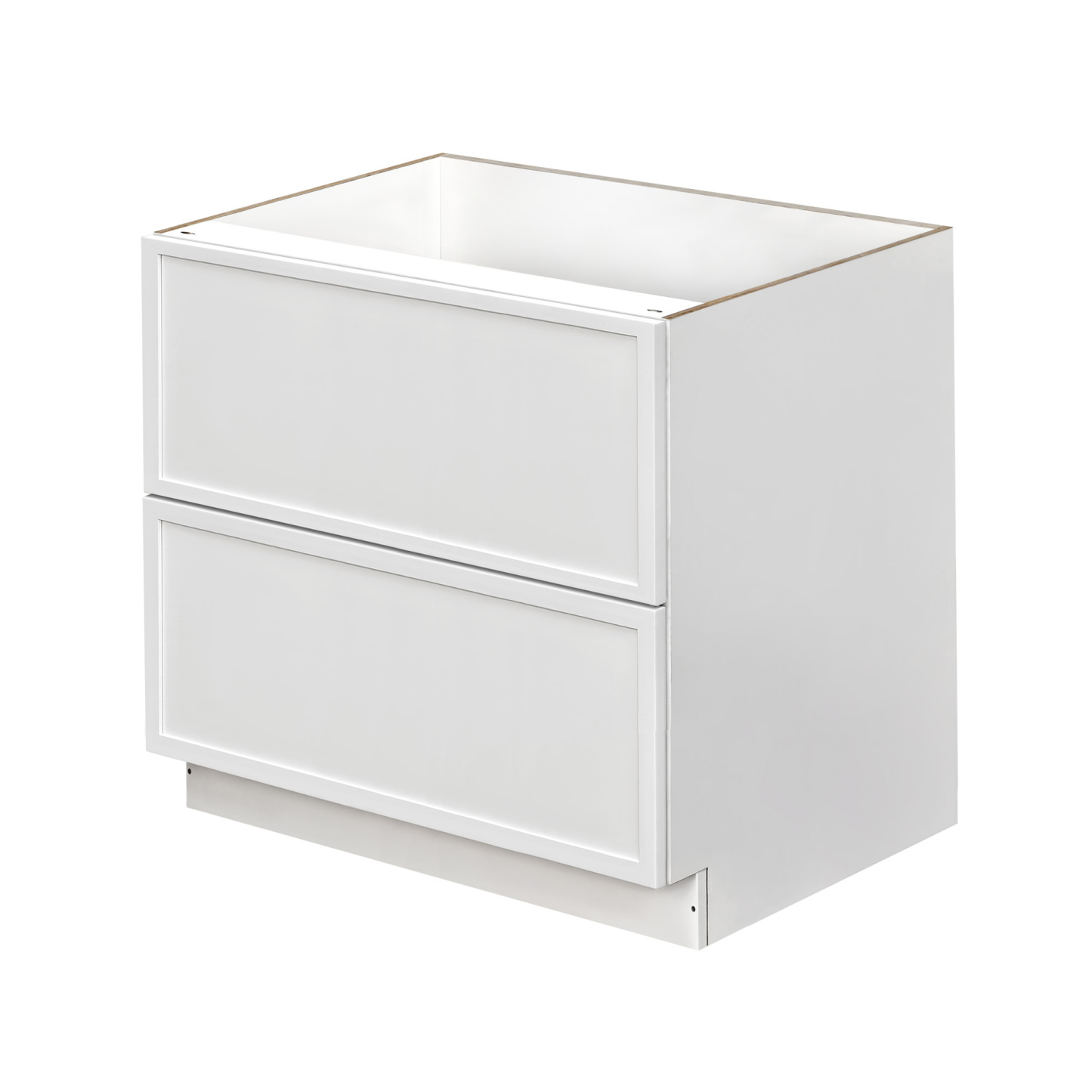 Slim White Shaker - 42"W Drawer Base Cabinet 2-Drawers