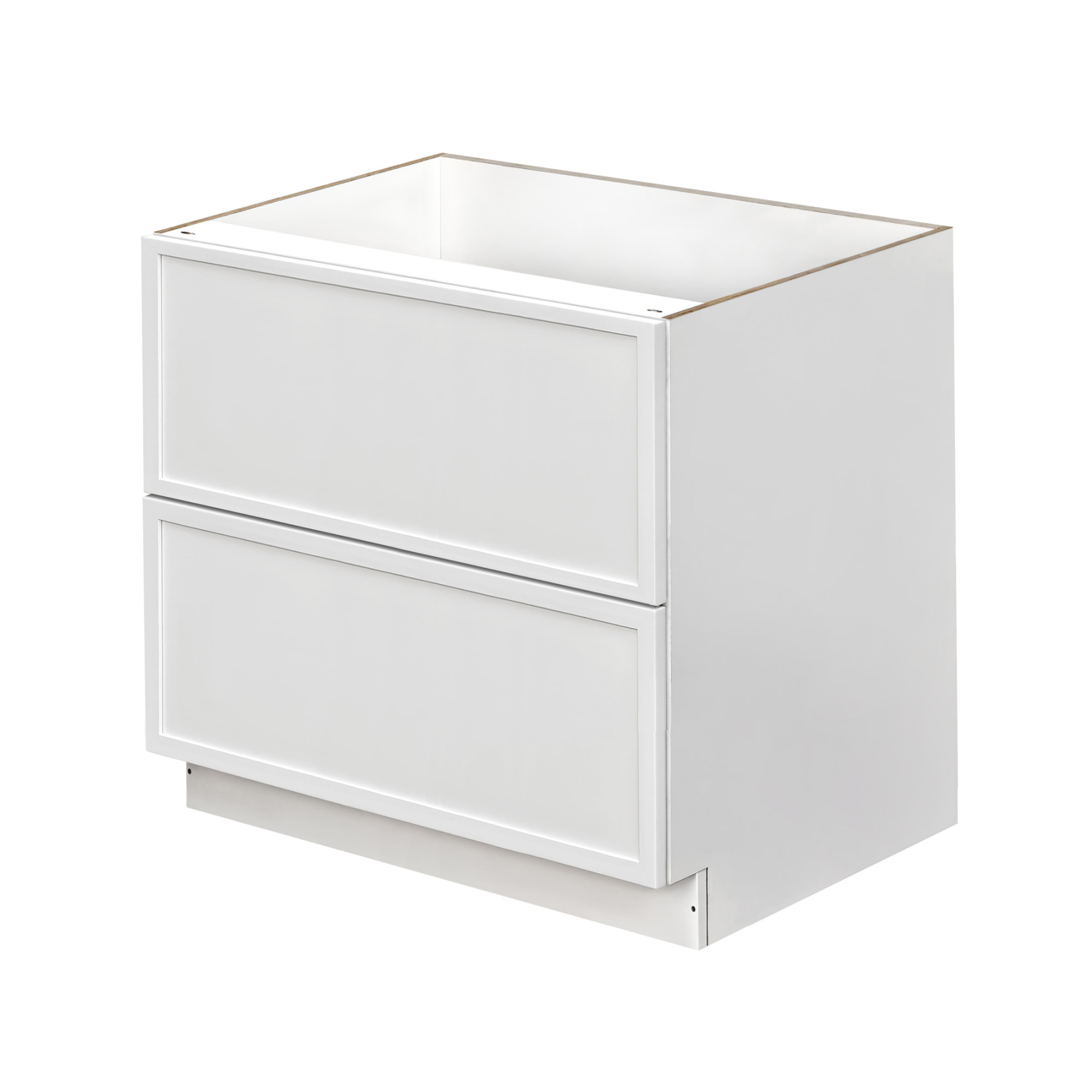 Slim White Shaker - 42"W Drawer Base Cabinet 2-Drawers