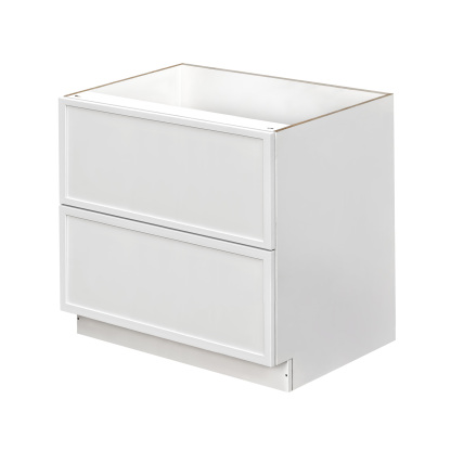 Slim White Shaker - 42"W Drawer Base Cabinet 2-Drawers