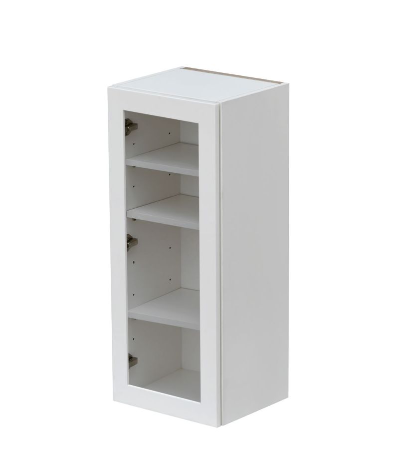 Mallorca White Shaker - 15"W x 36"H  Glass Door Wall Cabinet