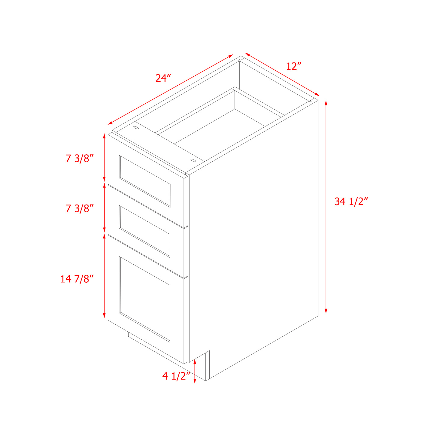Mallorca White Shaker - 12"W Drawer Base Cabinet