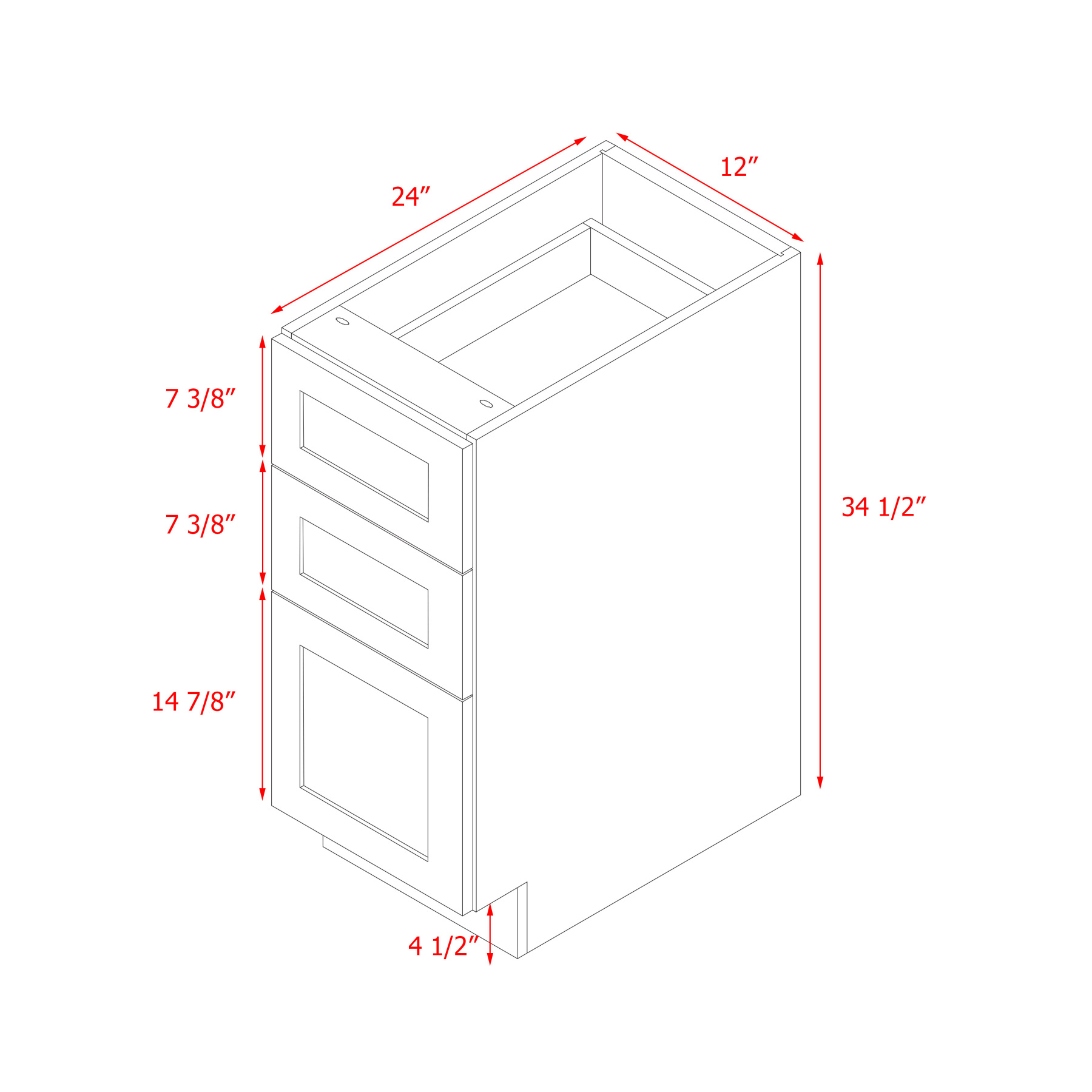 Mallorca White Shaker - 12"W Drawer Base Cabinet