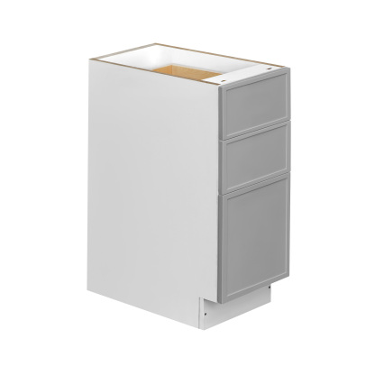 White Box Gray Slim - 12"W Drawer Base Cabinet 3-Drawers