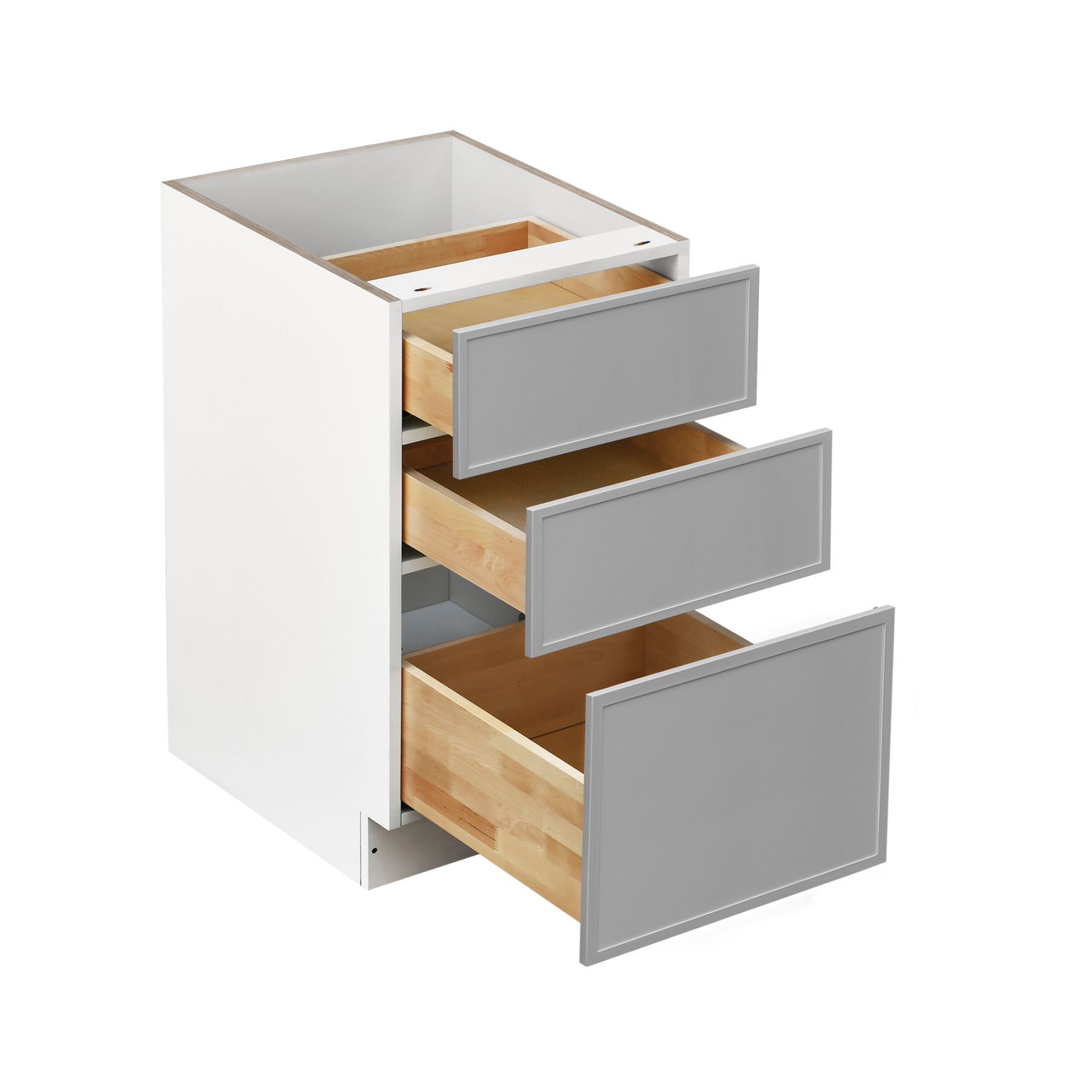 White Box Gray Slim - 12"W Drawer Base Cabinet 3-Drawers
