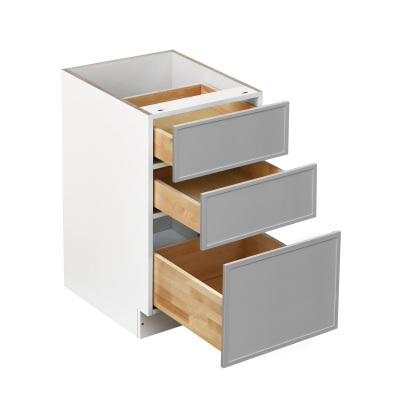 White Box Gray Slim - 12"W Drawer Base Cabinet 3-Drawers