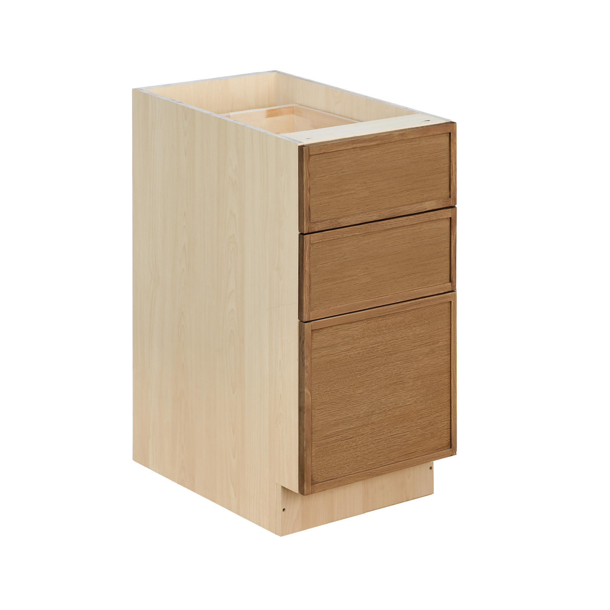 Natural Box Oak Slim - 12"W Drawer Base Cabinet 3-Drawers