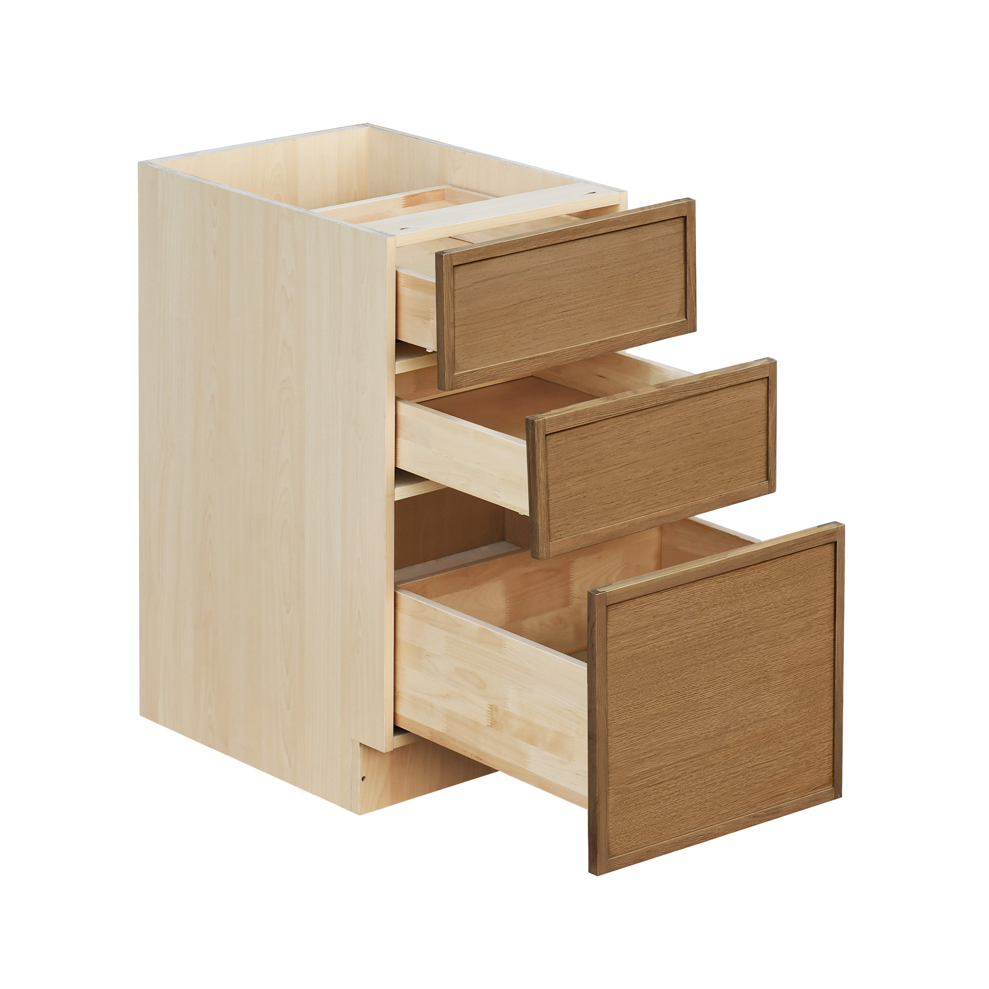 Natural Box Oak Slim - 12"W Drawer Base Cabinet 3-Drawers