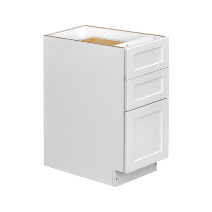 White Shaker - 12"W Drawer Base Cabinet 3-Drawers