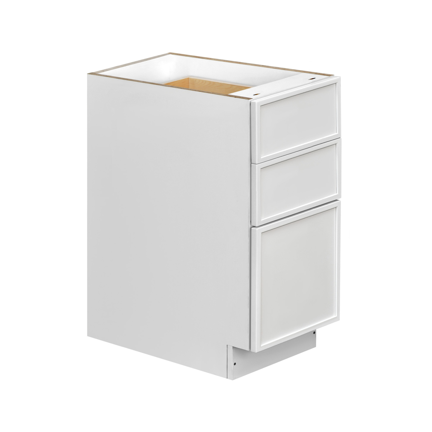 Slim White Shaker - 12"W Drawer Base Cabinet 3-Drawers