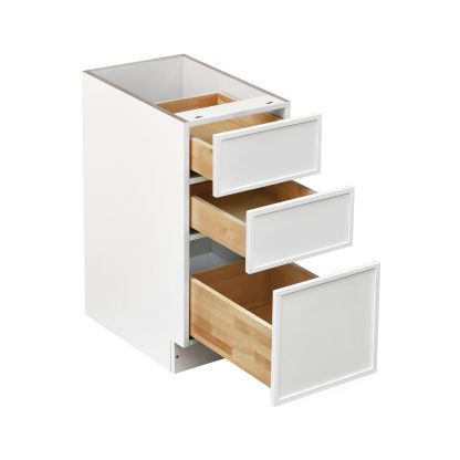 Slim White Shaker - 12"W Drawer Base Cabinet 3-Drawers