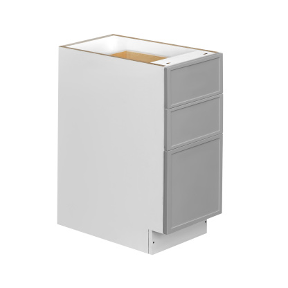 White Box Gray Slim - 15"W Drawer Base Cabinet 3-Drawers
