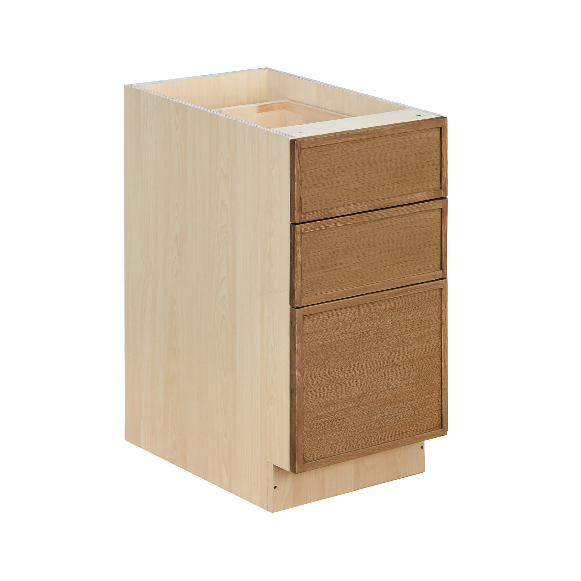 Natural Box Oak Slim - 15"W Drawer Base Cabinet 3-Drawers