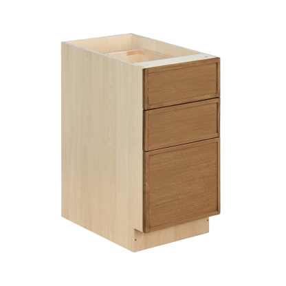 Natural Box Oak Slim - 15"W Drawer Base Cabinet 3-Drawers