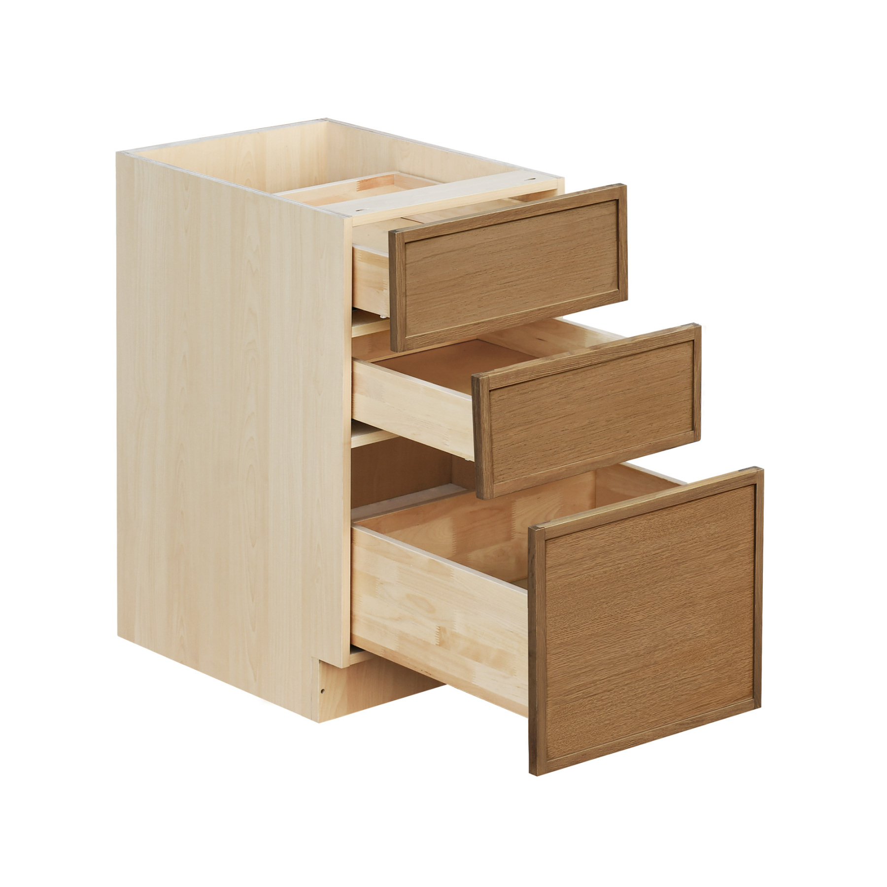 Natural Box Oak Slim - 15"W Drawer Base Cabinet 3-Drawers