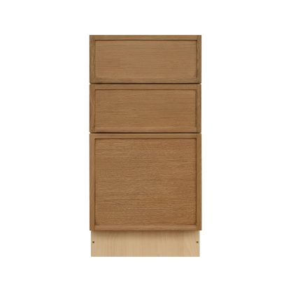 Natural Box Oak Slim - 15"W Drawer Base Cabinet 3-Drawers