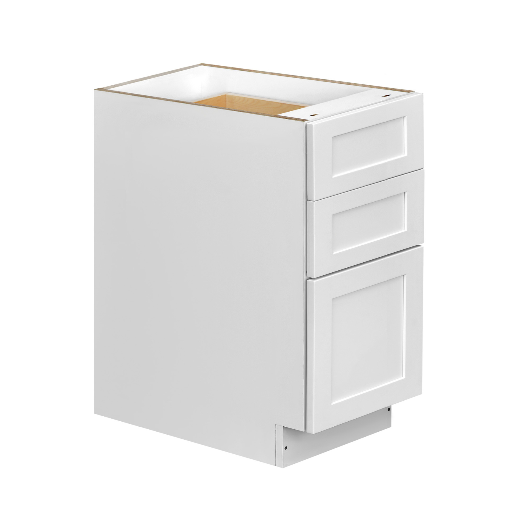 White Shaker - 15"W Drawer Base Cabinet 3-Drawers