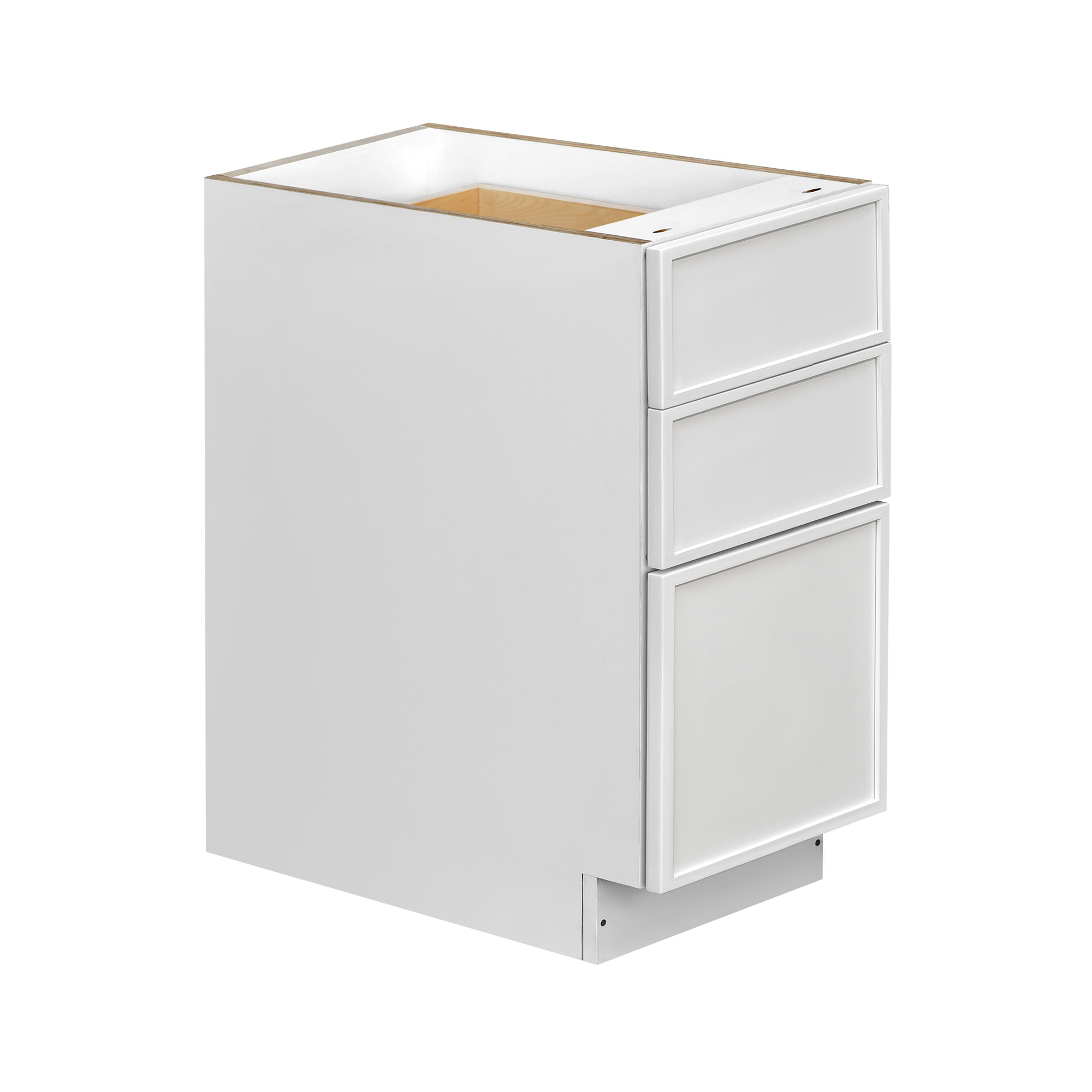 Slim White Shaker - 15"W Drawer Base Cabinet 3-Drawers