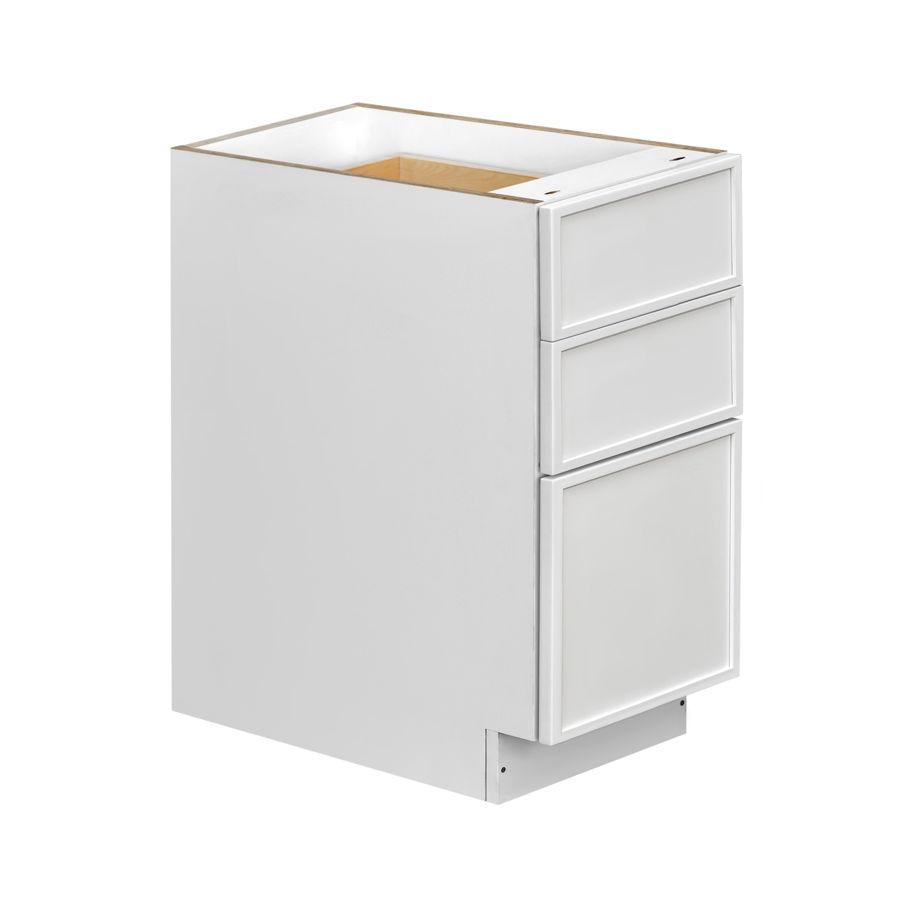 Slim White Shaker - 15"W Drawer Base Cabinet 3-Drawers