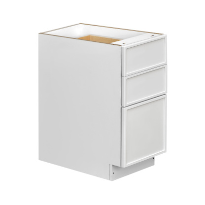 Slim White Shaker - 15"W Drawer Base Cabinet 3-Drawers