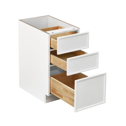 Slim White Shaker - 15"W Drawer Base Cabinet 3-Drawers