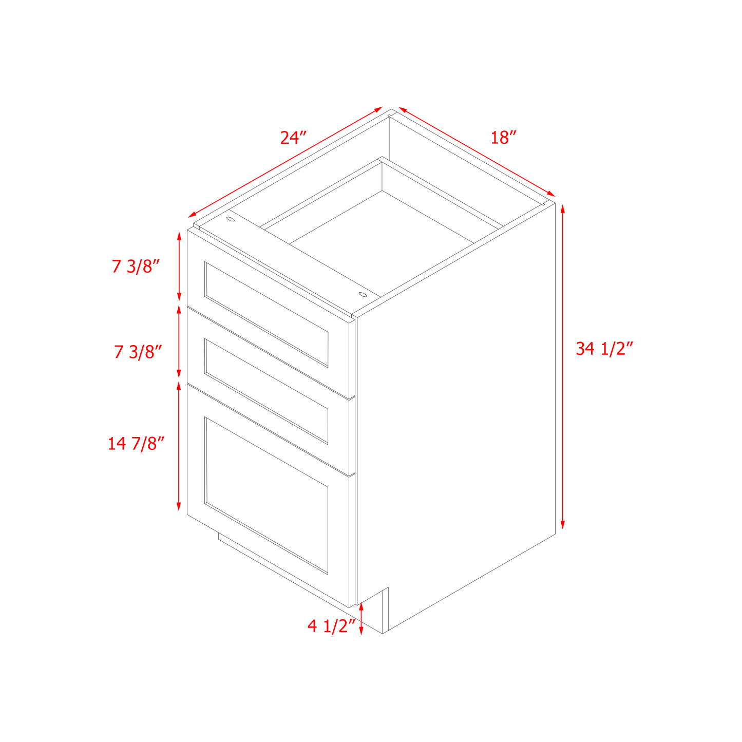 Mallorca White Shaker - 18"W Drawer Base Cabinet
