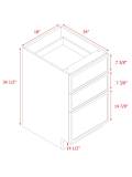 Shady Slim Oak - 18"W Drawer Base Cabinet 3-Drawers