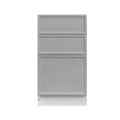 White Box Gray Slim - 18"W Drawer Base Cabinet 3-Drawers