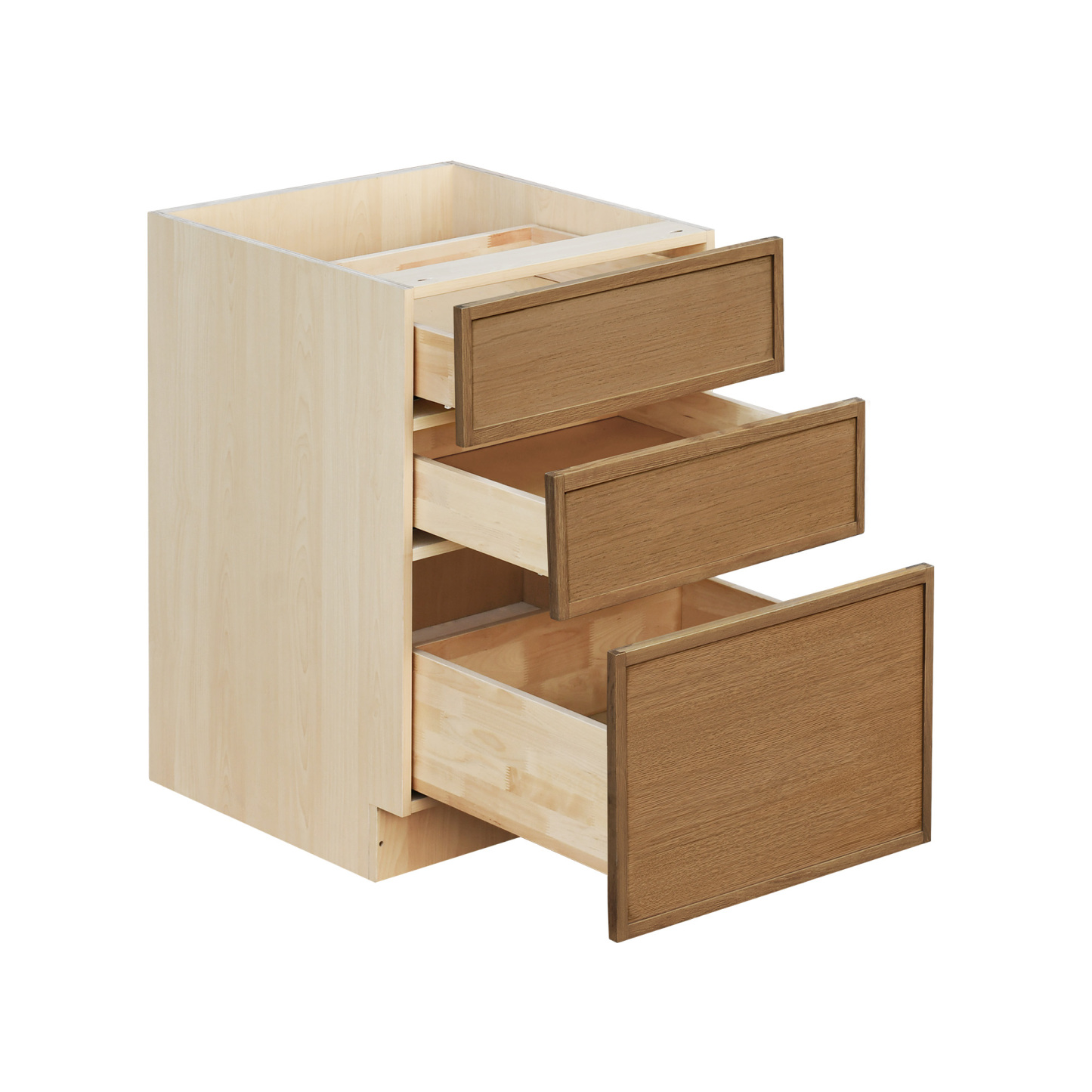 Natural Box Oak Slim - 18"W Drawer Base Cabinet 3-Drawers