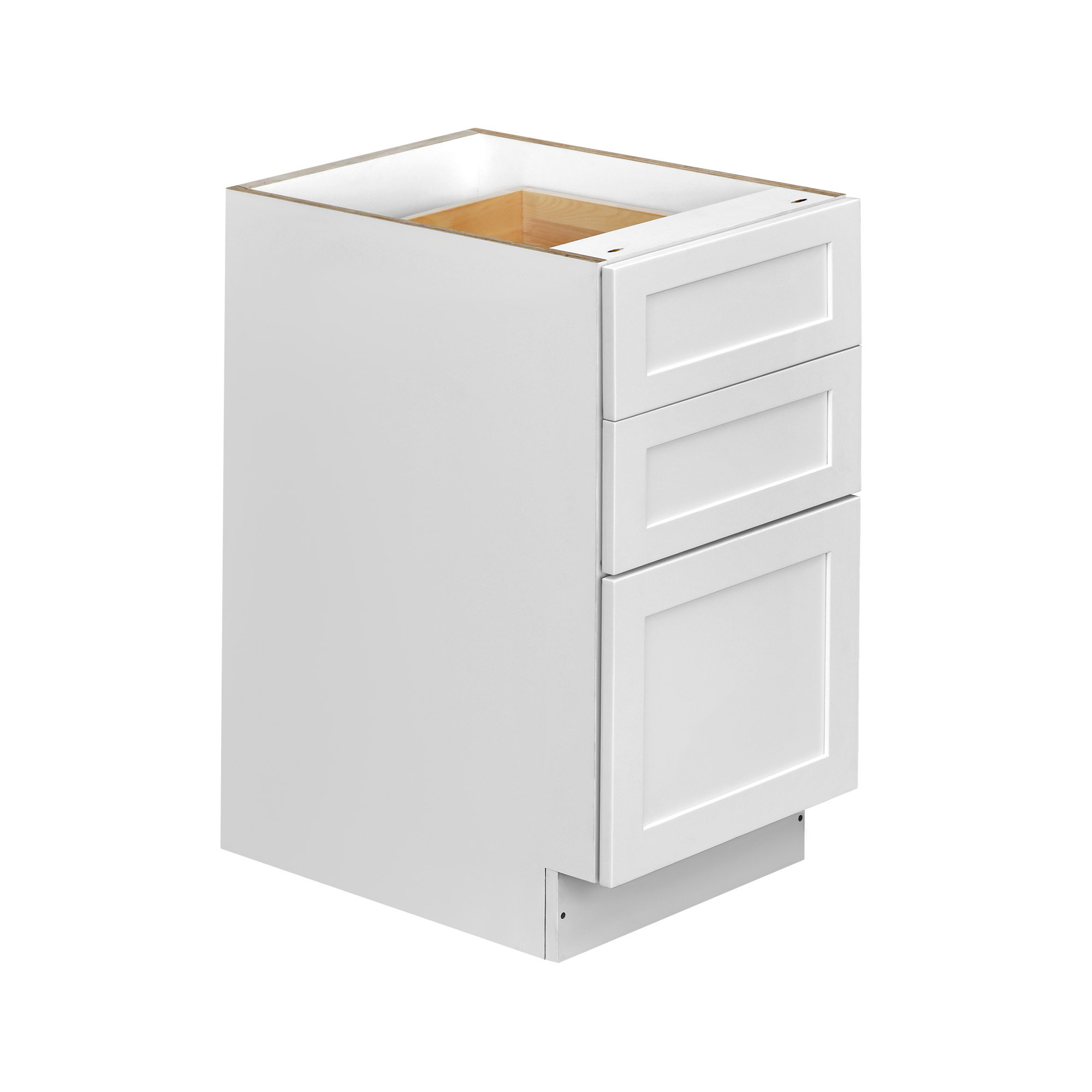 White Shaker - 18"W Drawer Base Cabinet 3-Drawers