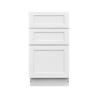 White Shaker - 18"W Drawer Base Cabinet 3-Drawers
