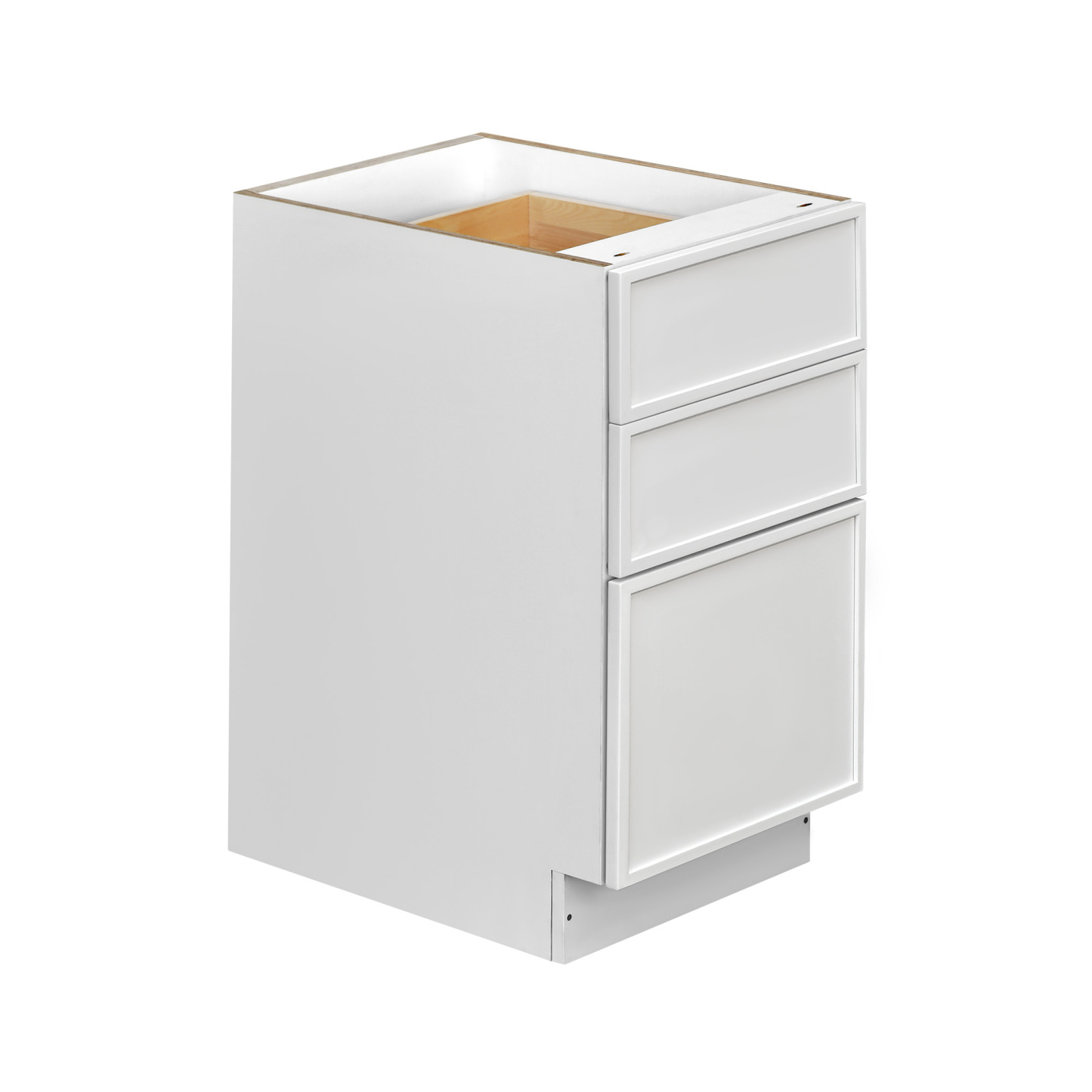 Slim White Shaker - 18"W Drawer Base Cabinet 3-Drawers