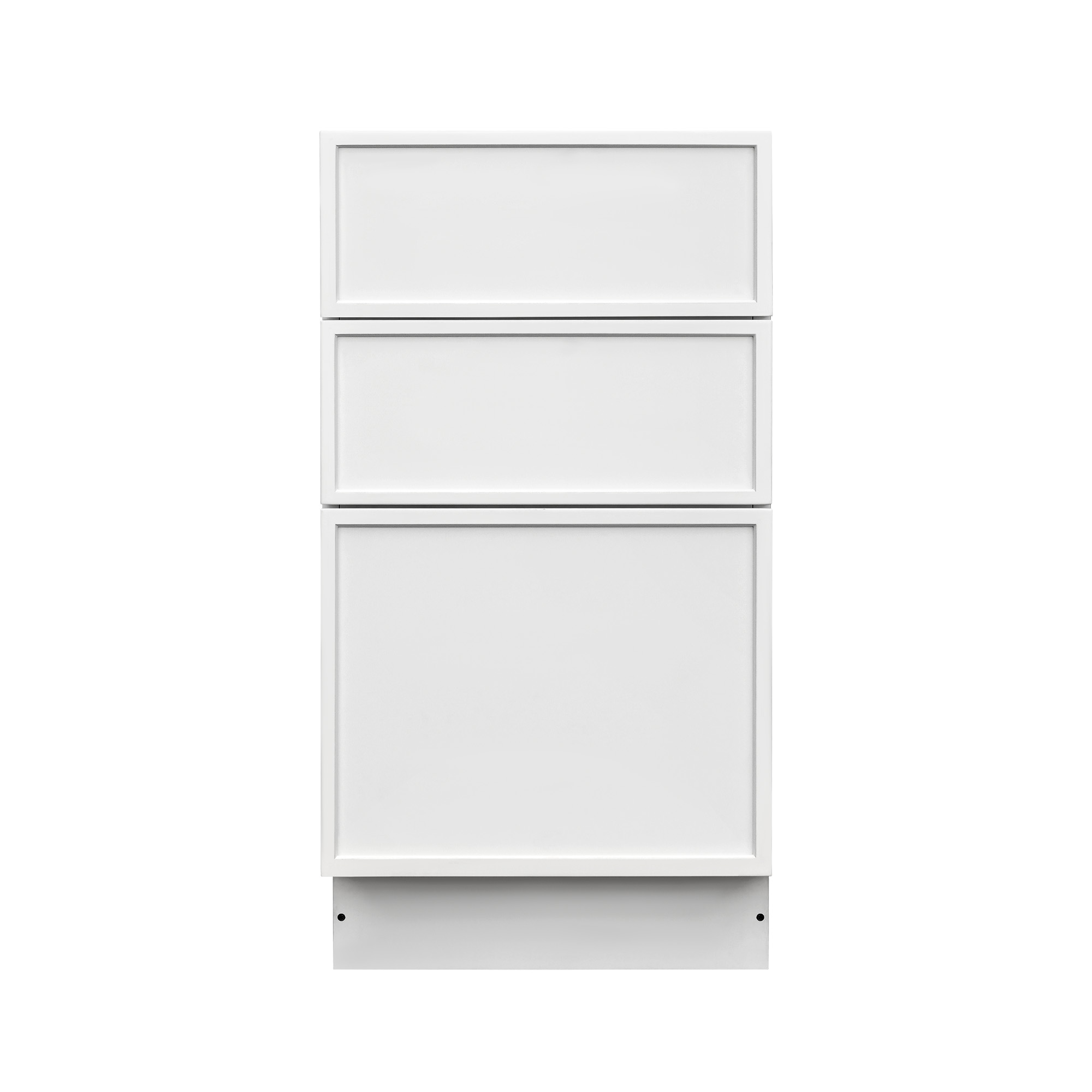 Slim White Shaker - 18"W Drawer Base Cabinet 3-Drawers