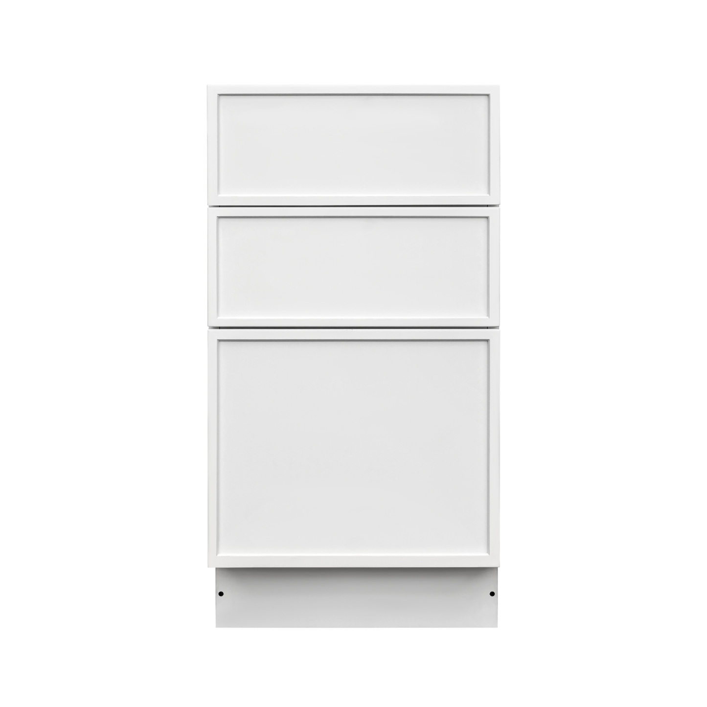 Slim White Shaker - 18"W Drawer Base Cabinet 3-Drawers