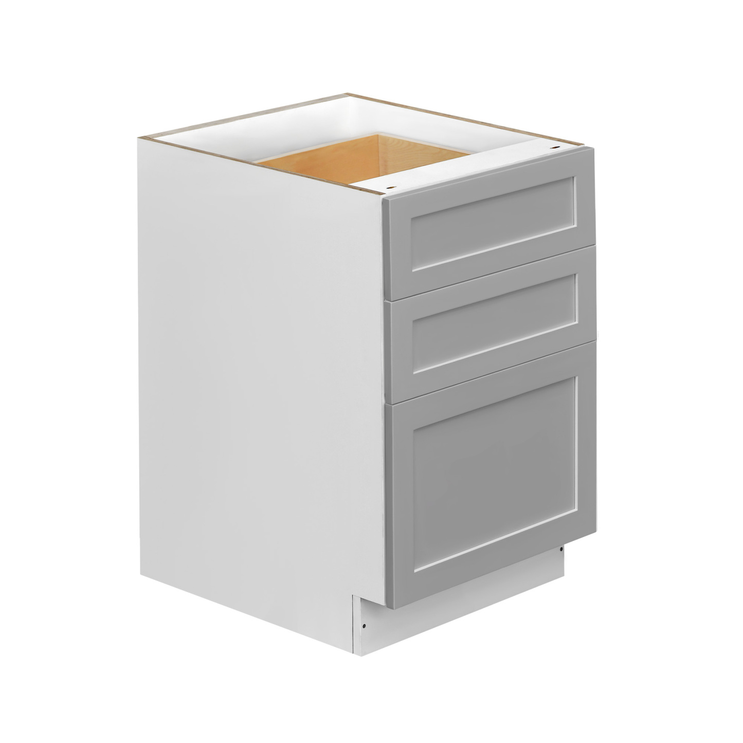White Box Gray Shaker - 21"W Drawer Base Cabinet 3-Drawers