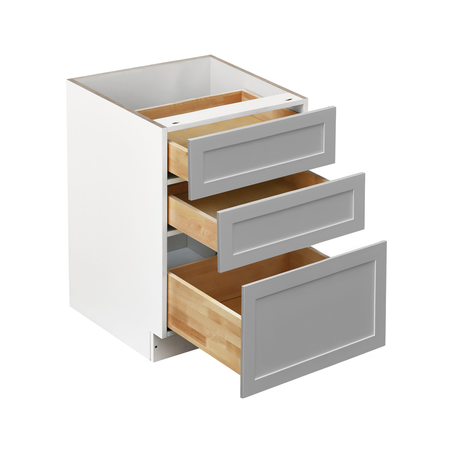 White Box Gray Shaker - 21"W Drawer Base Cabinet 3-Drawers
