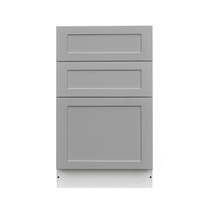 White Box Gray Shaker - 21"W Drawer Base Cabinet 3-Drawers