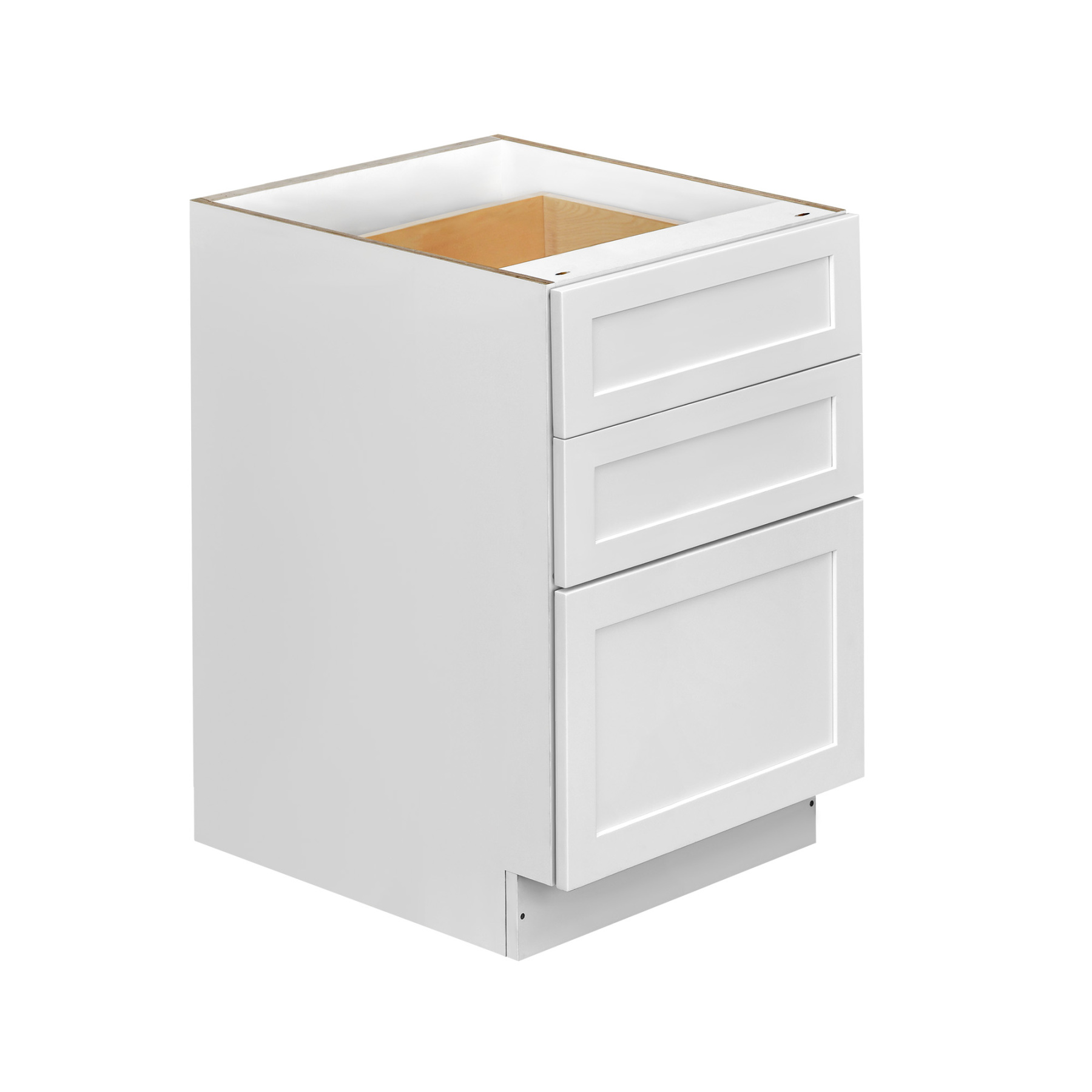 White Shaker - 21"W Drawer Base Cabinet 3-Drawers